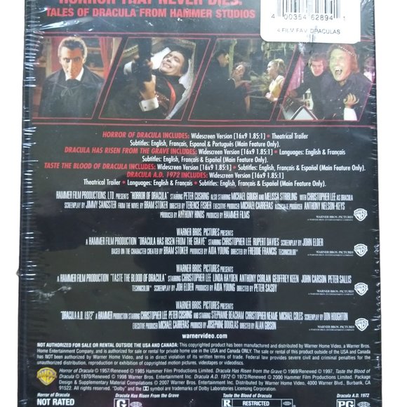 Dracula Horror That Never Dies 4 Film Favorite DVD Christopher Lee Vampire NEW - Picture 4 of 5